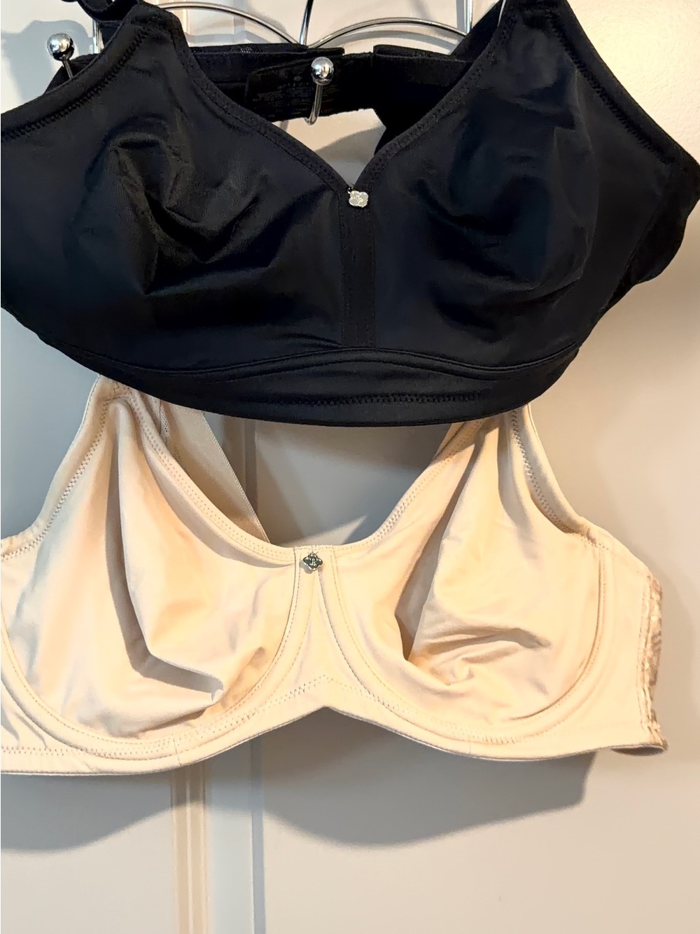 Breezies Two-Pack Wireless Support Bras in Black and Nude/Beige